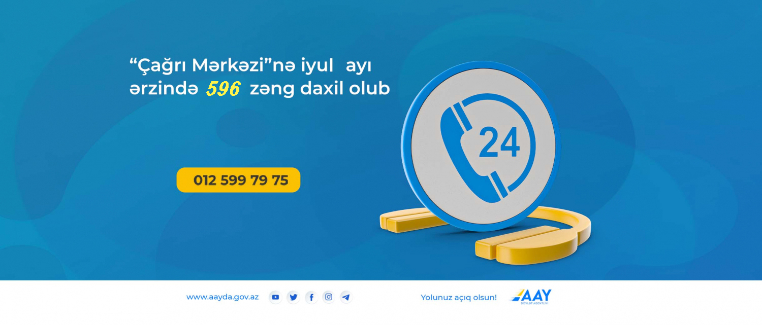 11 “Çağrı Mərkəzi”nə iyul ayında 596 zəng daxil olub