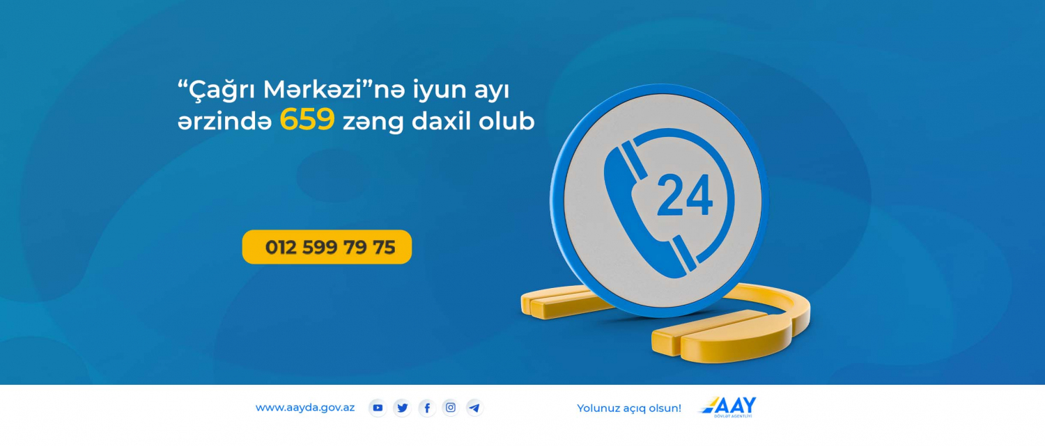 11 “Çağrı Mərkəzi”nə iyun ayında 659 zəng daxil olub